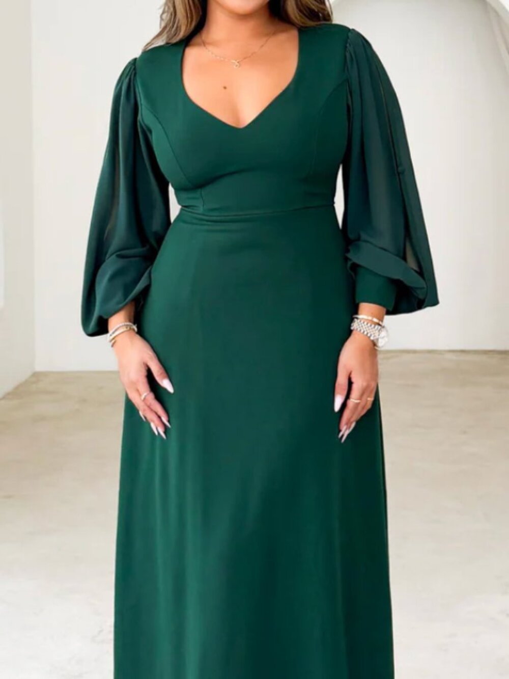 Emerald long sleeve dress